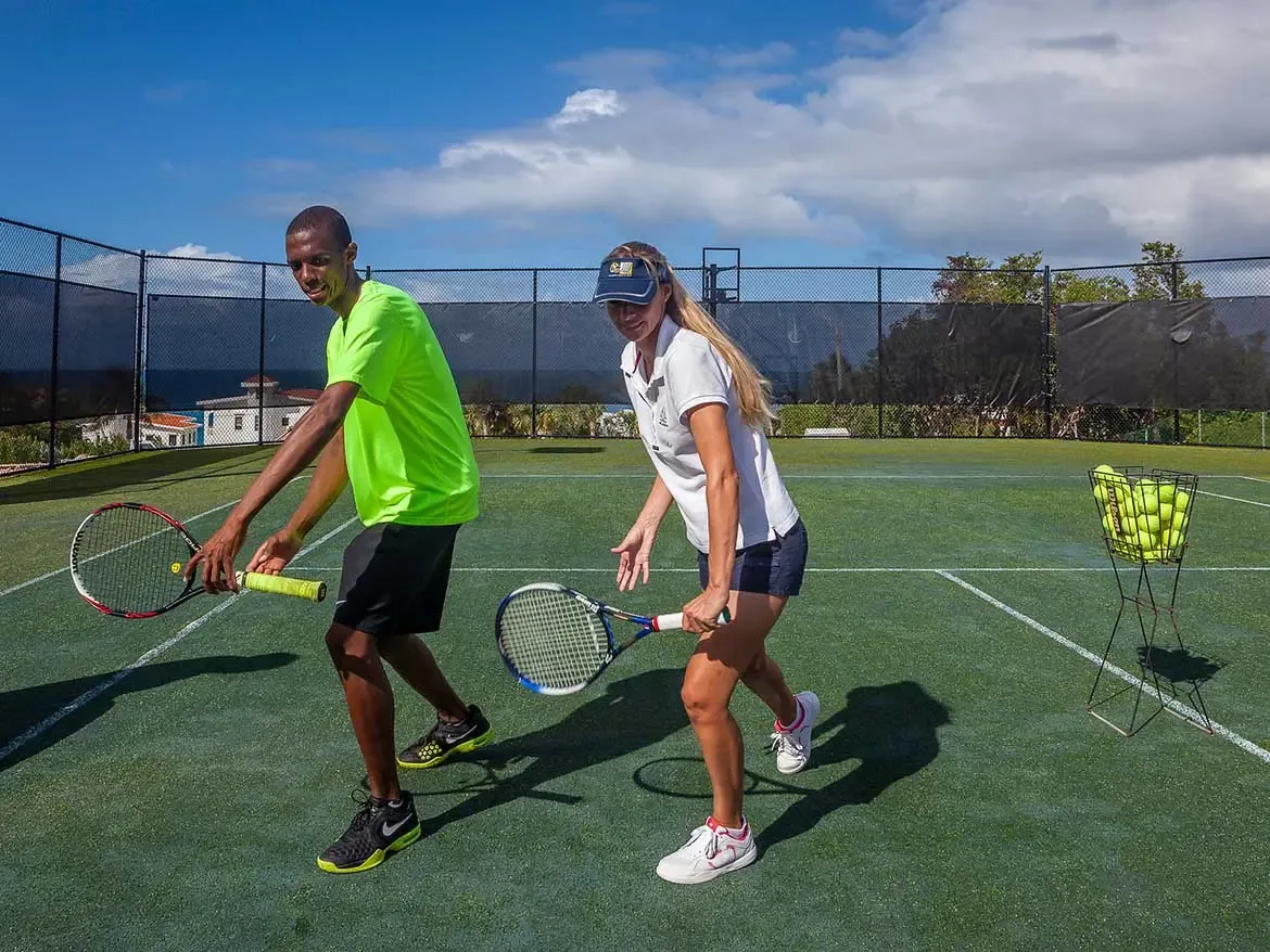 Perfect your game on the private tennis court at Cerulean Villa, one of Anguilla's most prestigious luxury estate rentals. With professional-grade facilities and stunning ocean views, it's the ideal setting for an active afternoon in paradise.