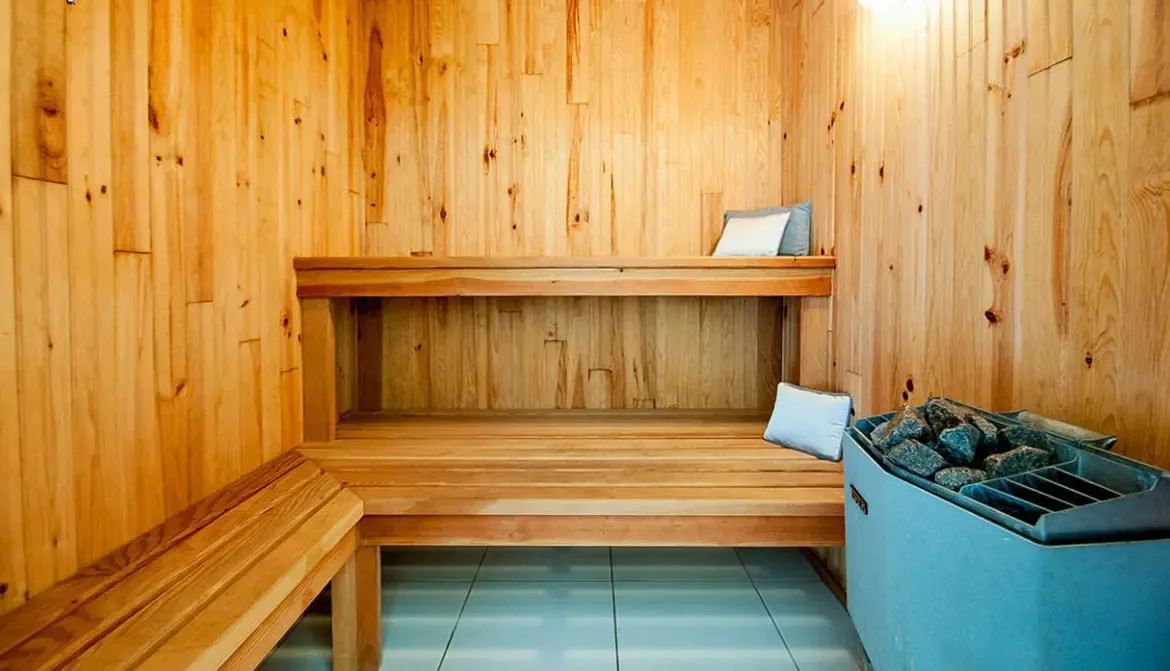 Retreat to Villa Byzance's private sauna, where rich cedar walls and plush cushions create a serene escape for rejuvenation after exploring St. Barths' turquoise waters. The gentle warmth of this intimate space invites you to unwind and reset amid the island's luxury.                                                                                                                                                                                                                                         +
 