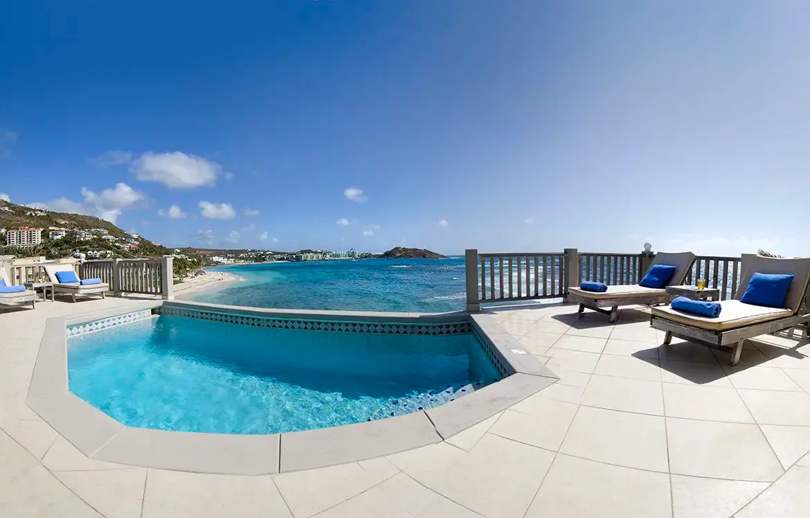 Unwind in the octagonal plunge pool with lounge chairs perfectly positioned for ocean gazing.
