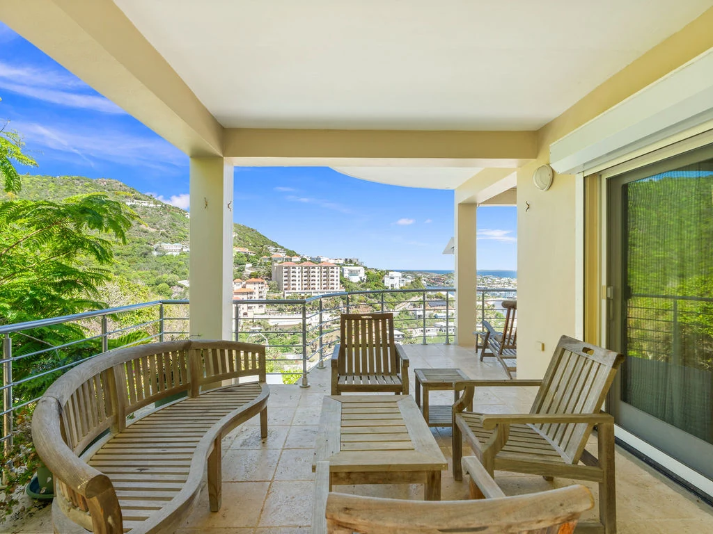 Balcony with island and ocean views