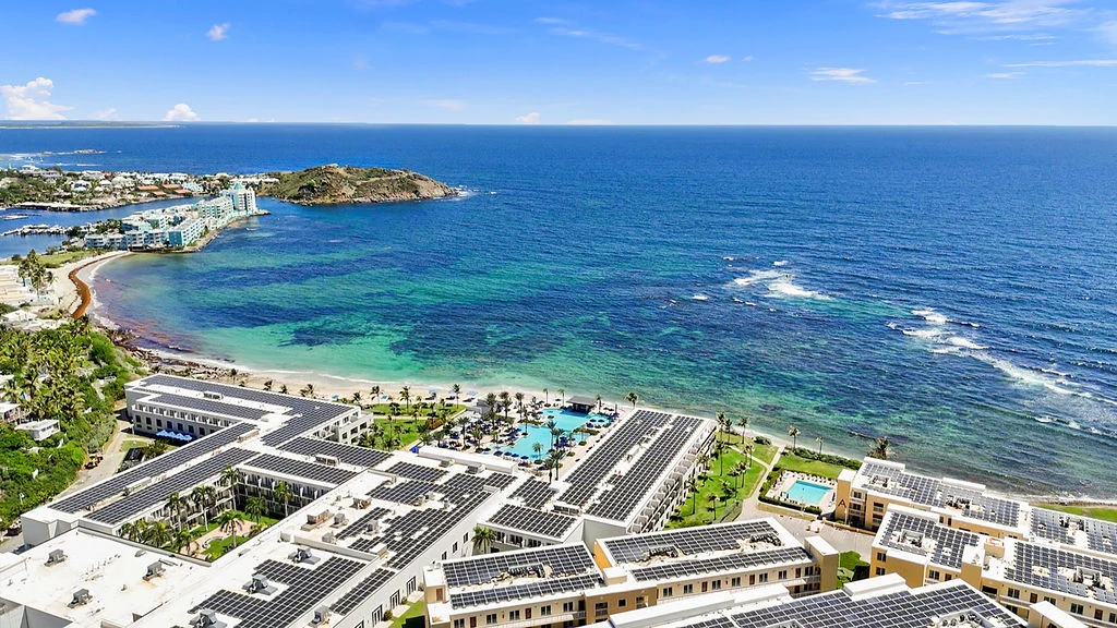 Aerial view of the surrounding coastline