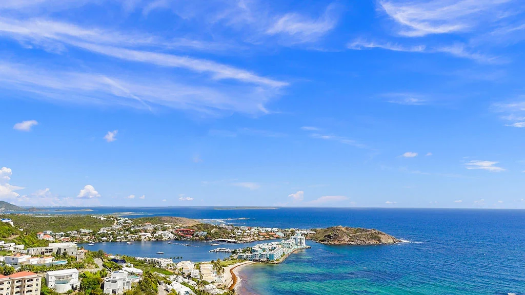 Aerial view of the surrounding coastline