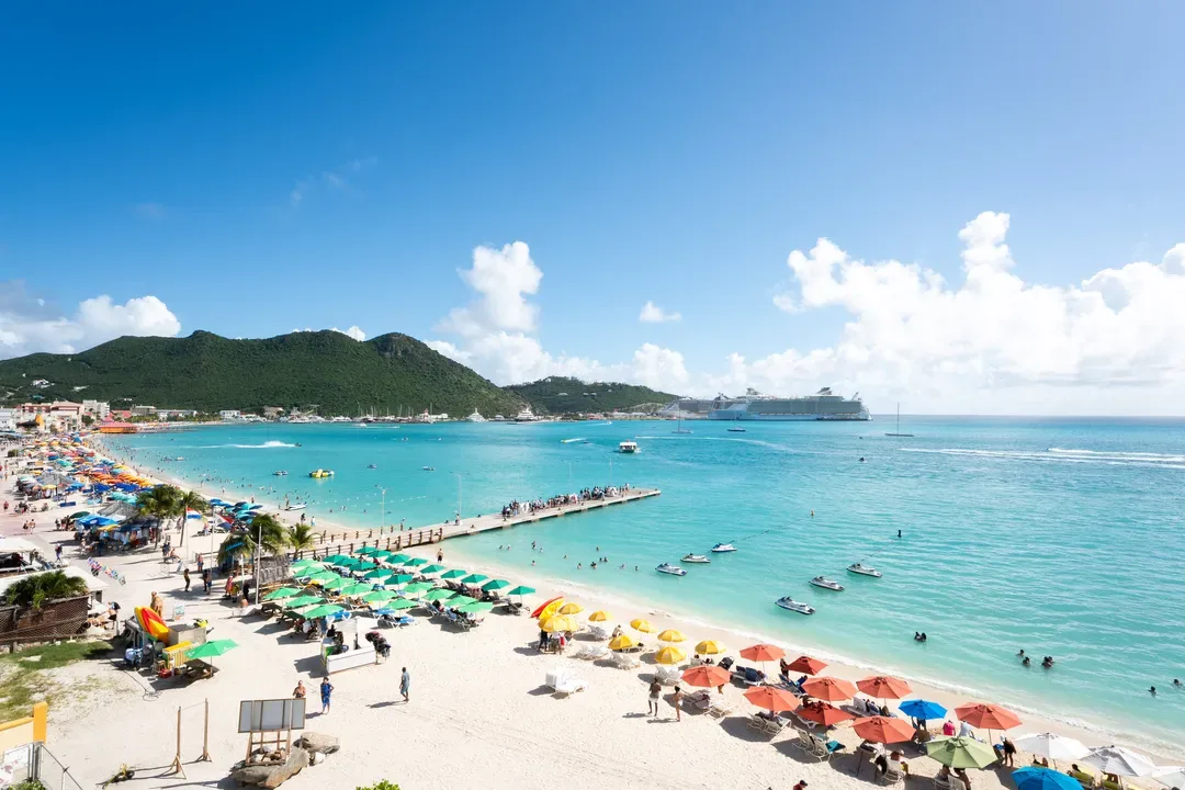 The best of both worlds — a serene beach with a front-row seat to the majestic cruise ships of St. Maarten.