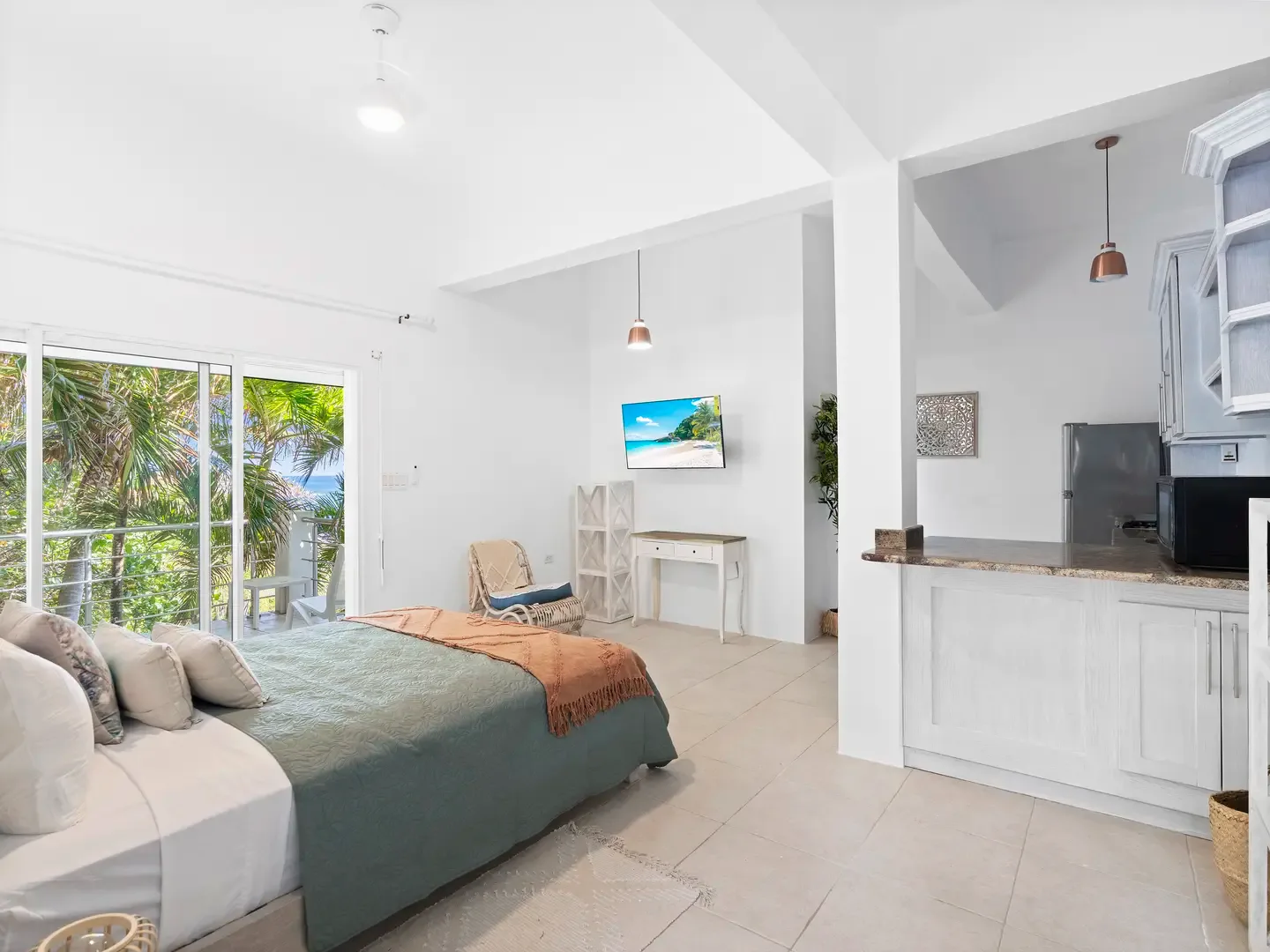 This unique suite combines sleeping quarters with a kitchenette — ideal for extended stays or family groups seeking flexibility.