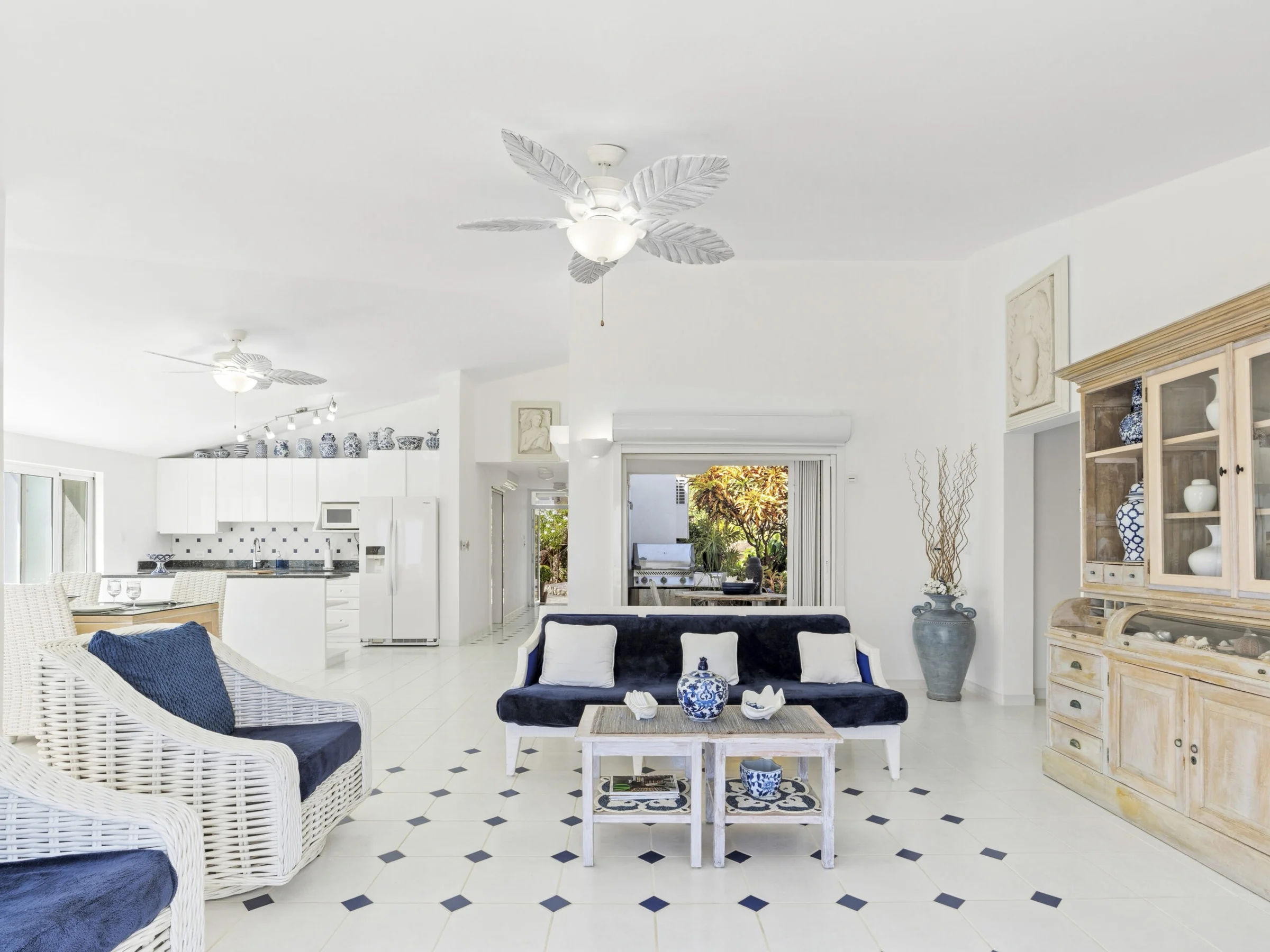 Bright living room with ocean views
