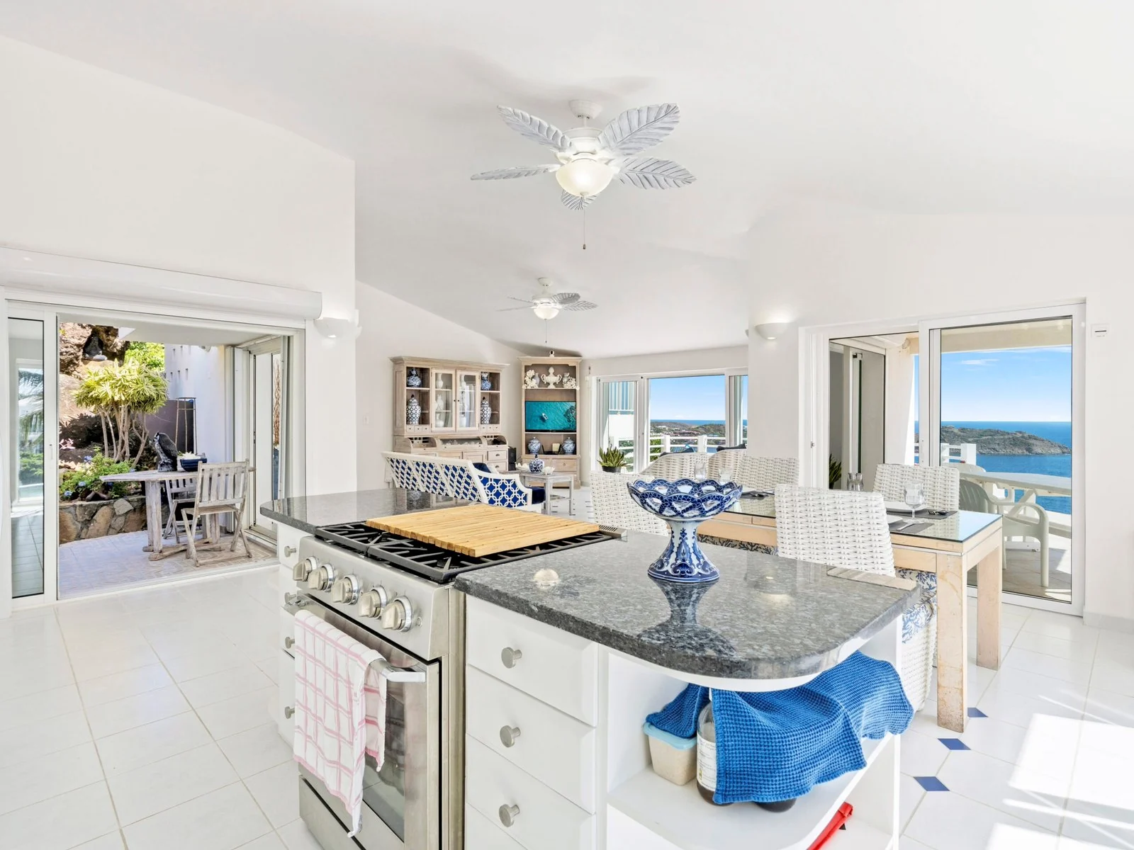 Open kitchen and dining area
