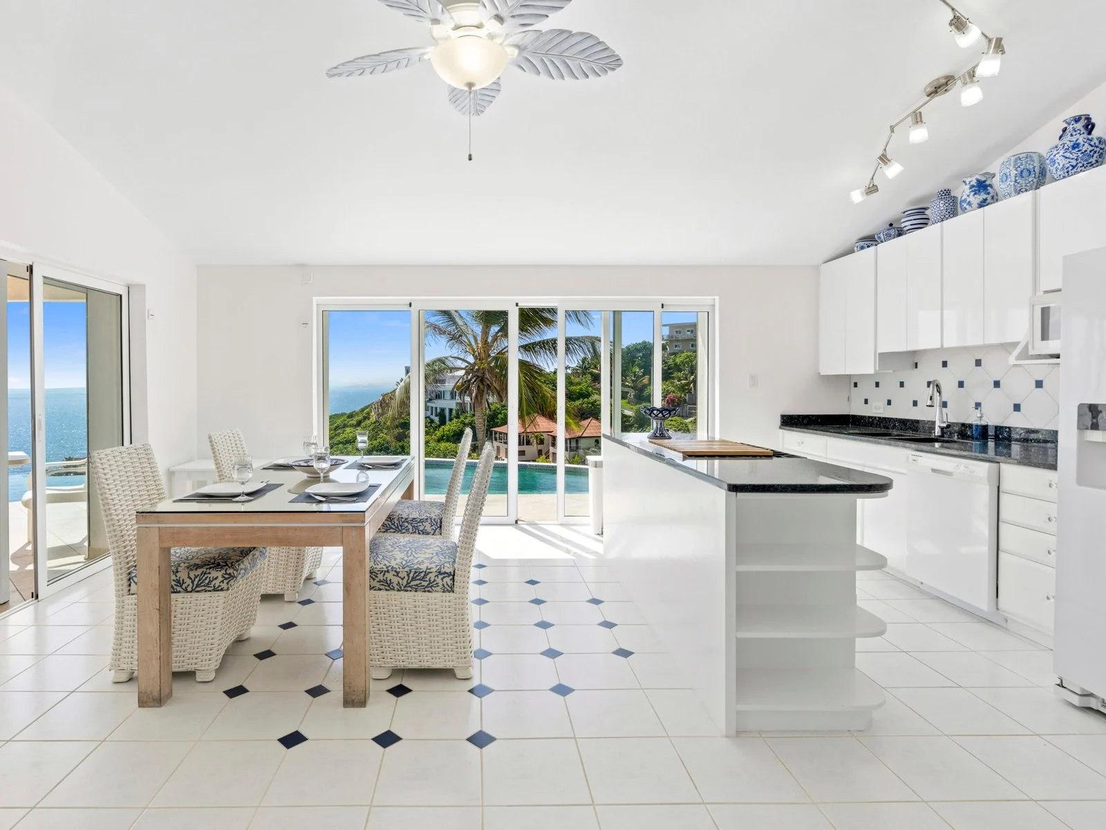 Open kitchen and dining area