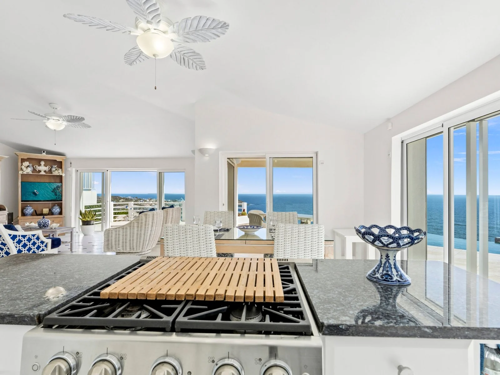 Open kitchen and dining area