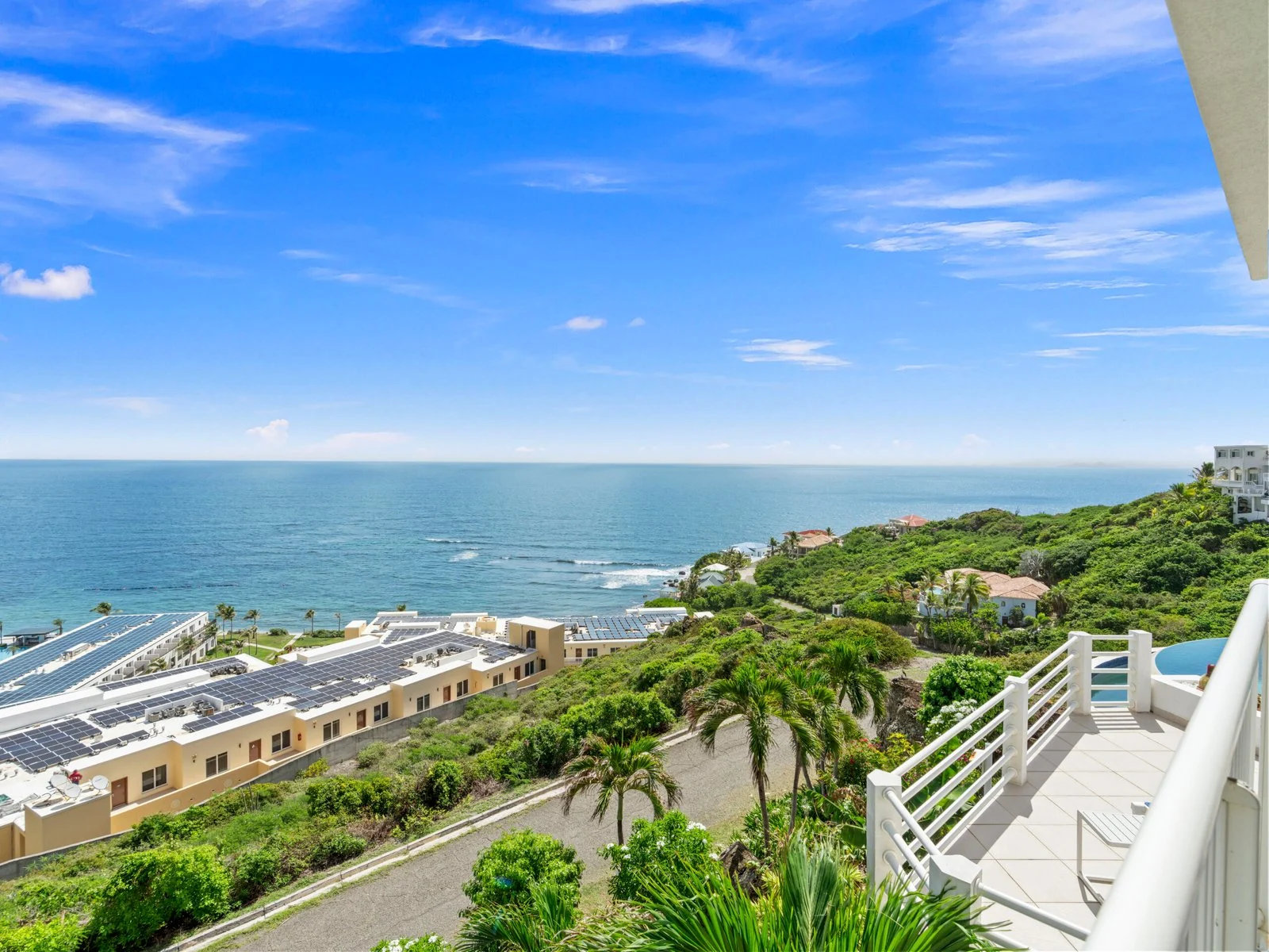 Elevated view over Dawn Beach and the ocean