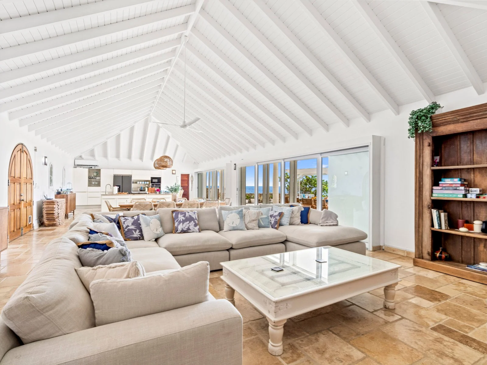 Spacious living room with vaulted ceiling