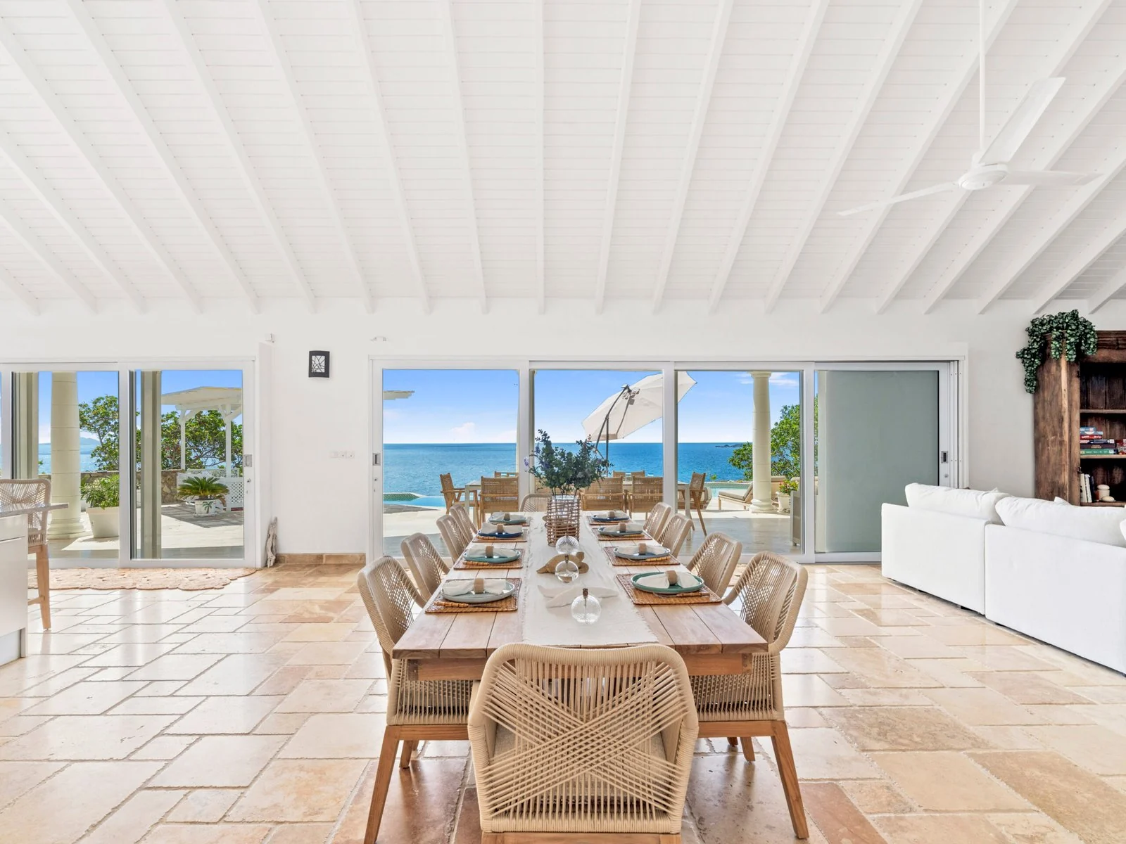 Indoor dining area for eight