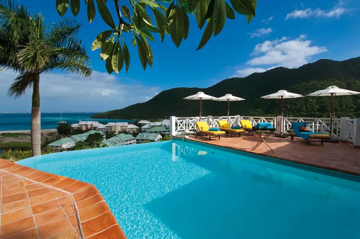 Lounge by your private infinity pool with panoramic ocean views.