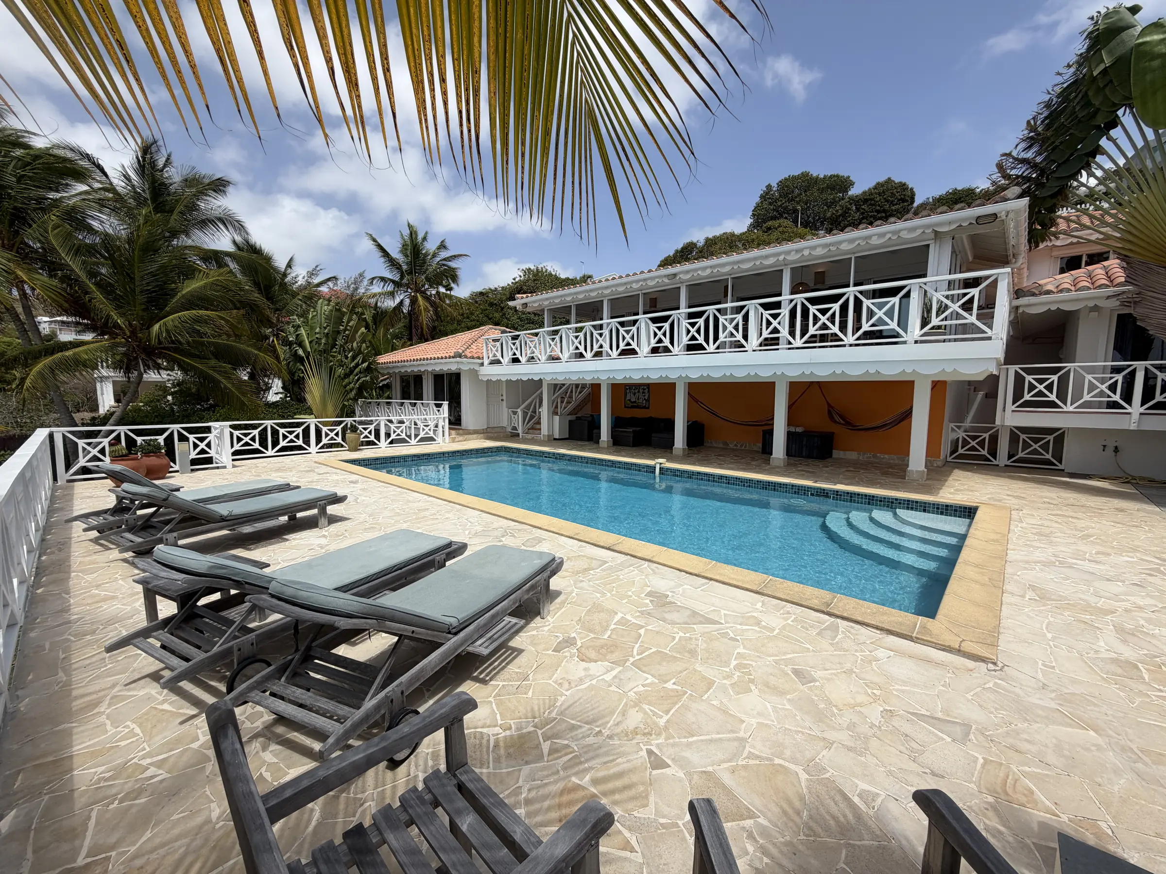 Private swimming pool and spacious sun deck at Villa Coralita.
