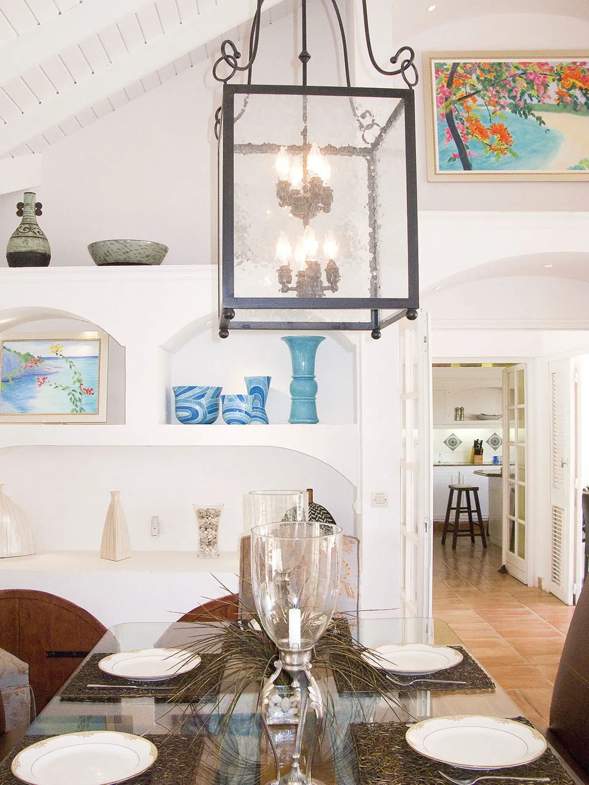 A modern kitchen with all amenities for preparing Caribbean feasts.