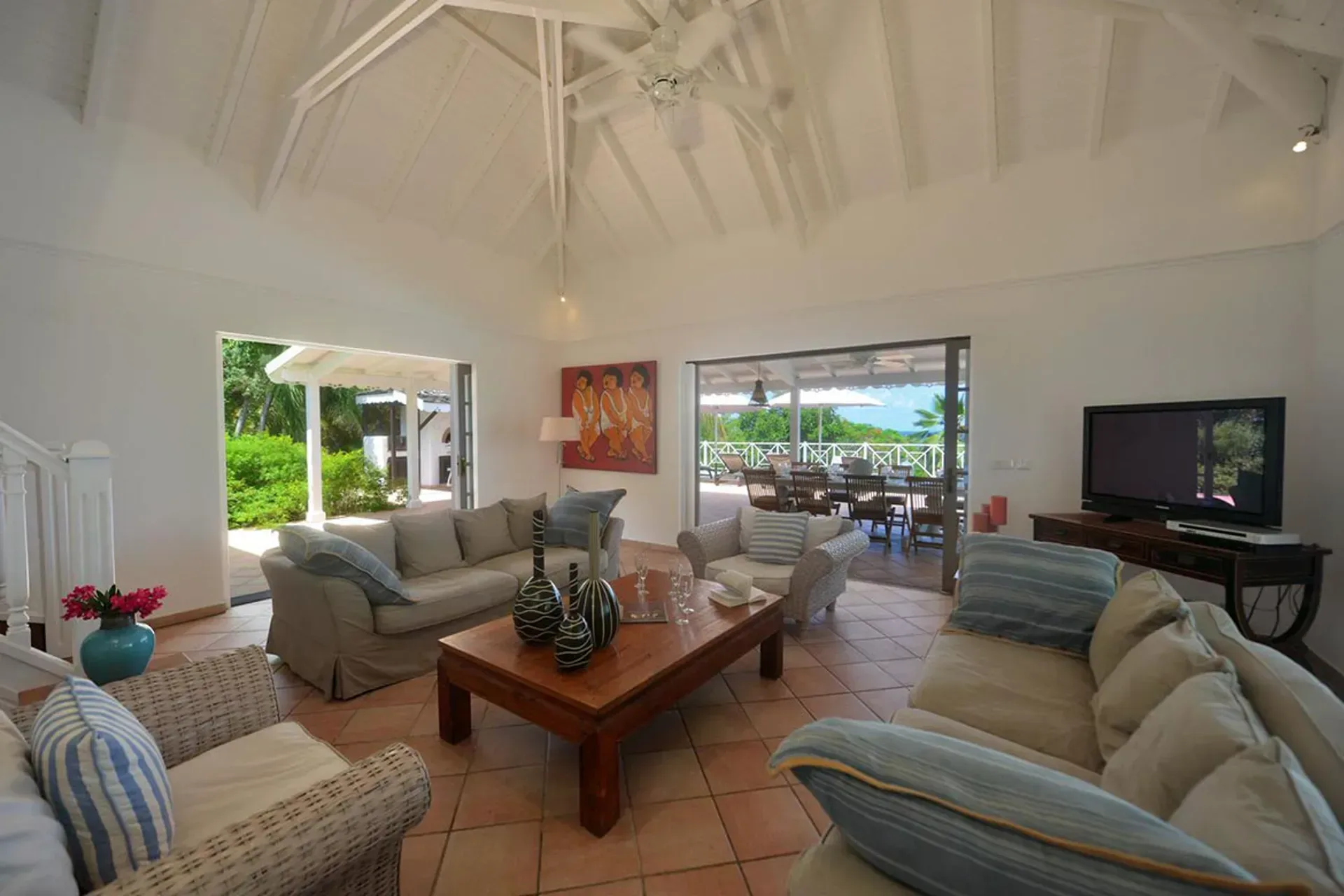 Bedroom with beautiful views of tropical gardens.