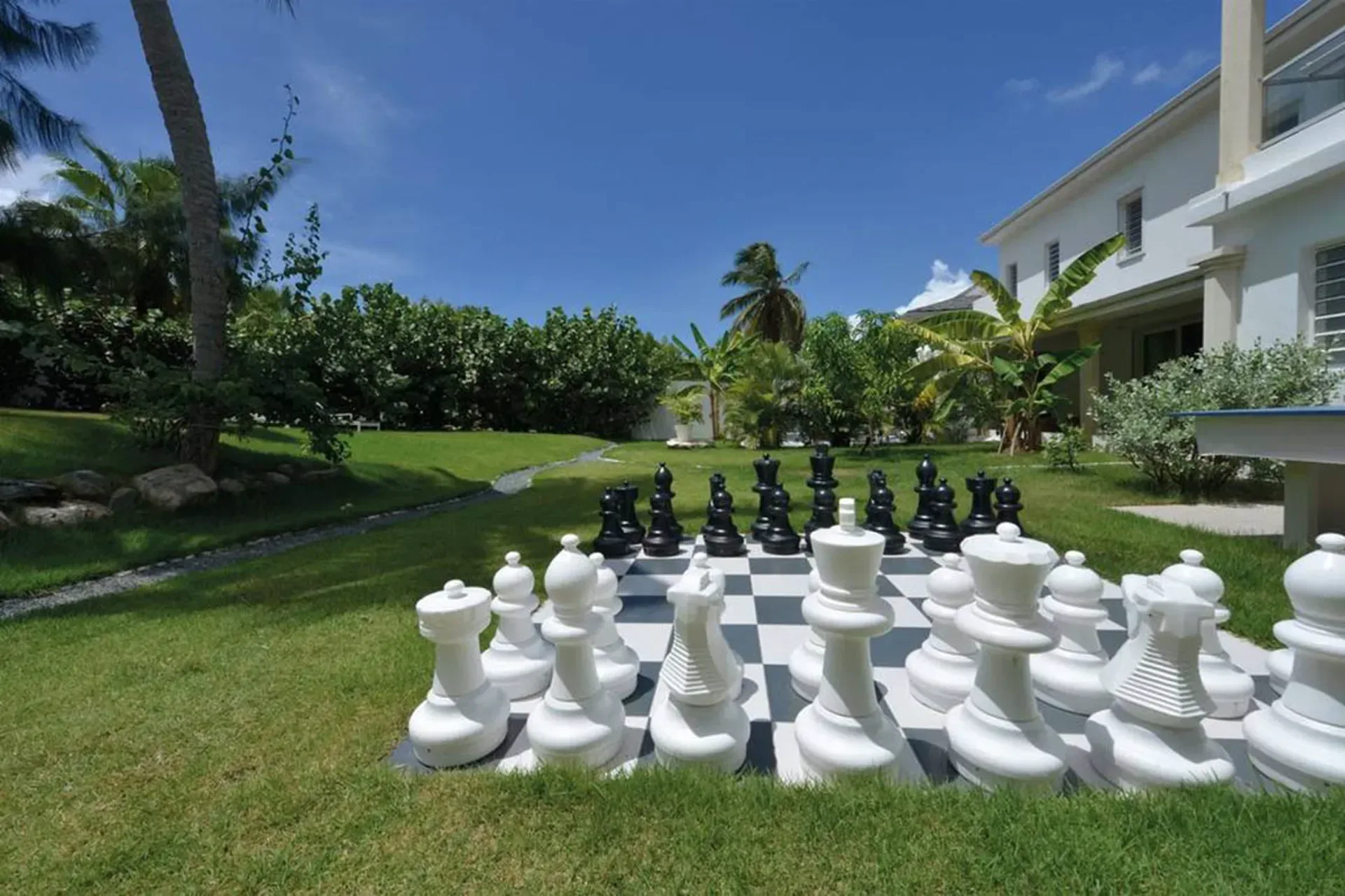 Challenge friends to a game on your life-sized chess set in the immaculately manicured tropical garden.