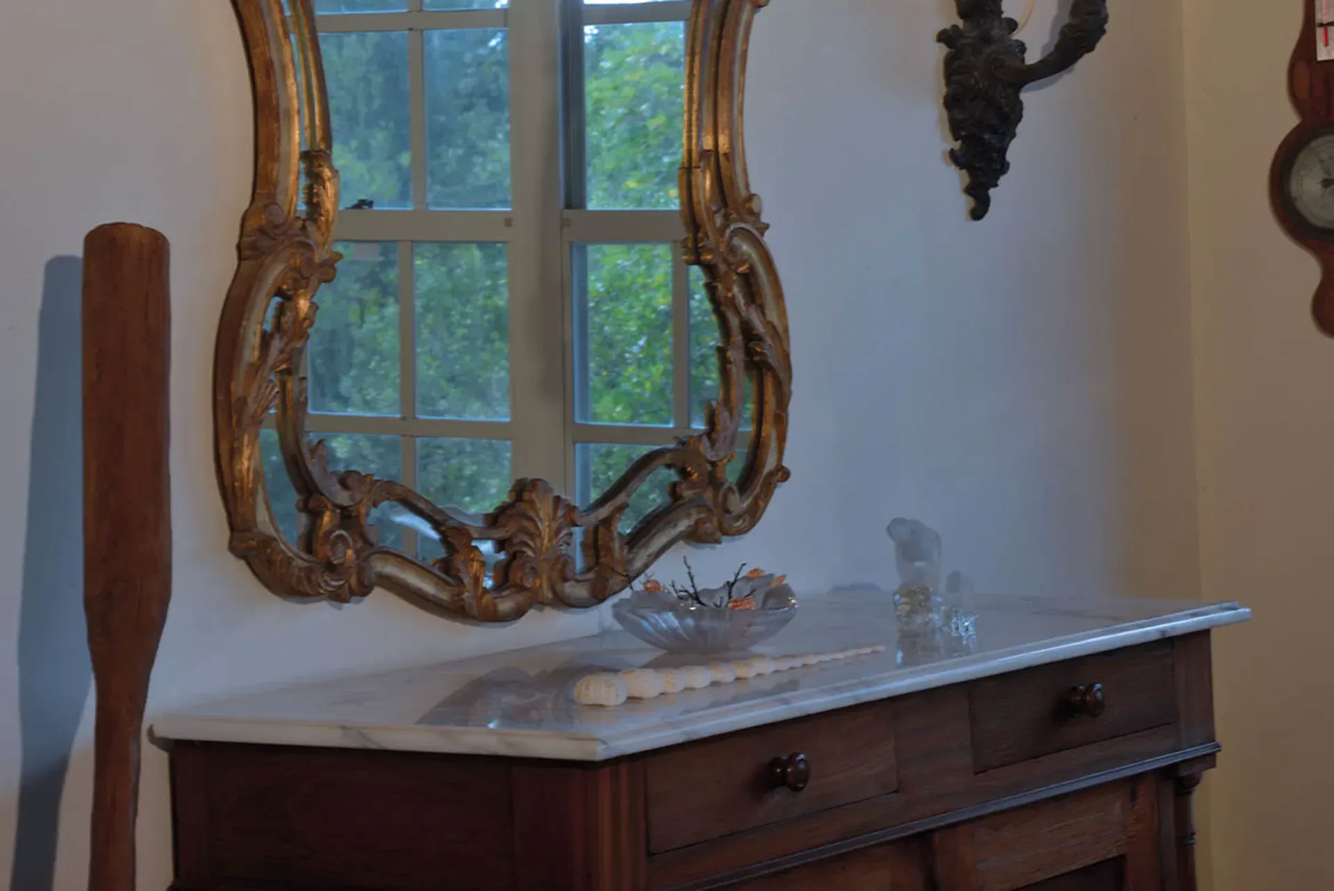 Master bedroom with luxurious amenities.