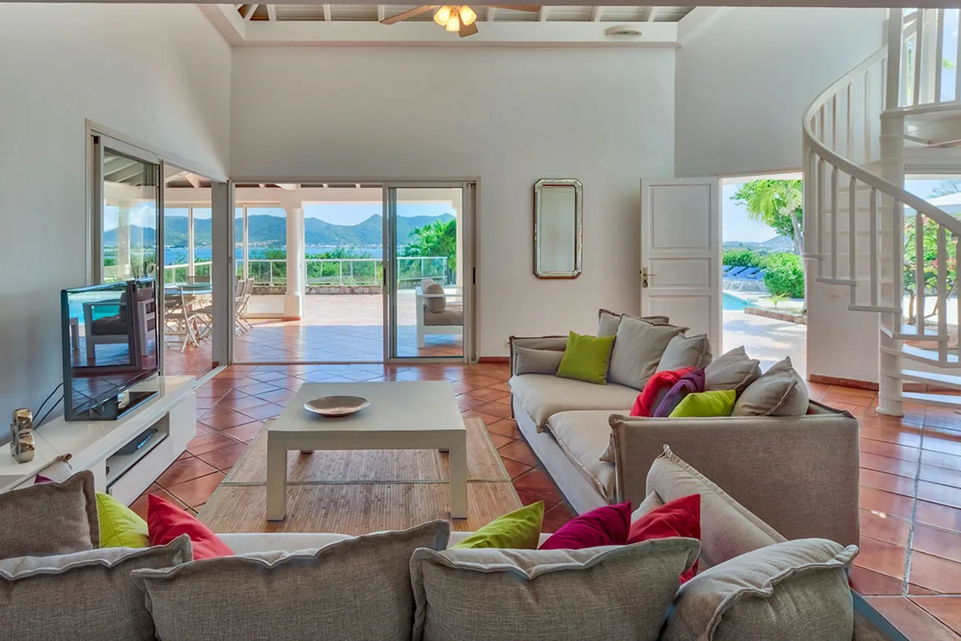 Bedroom views of lush tropical gardens.