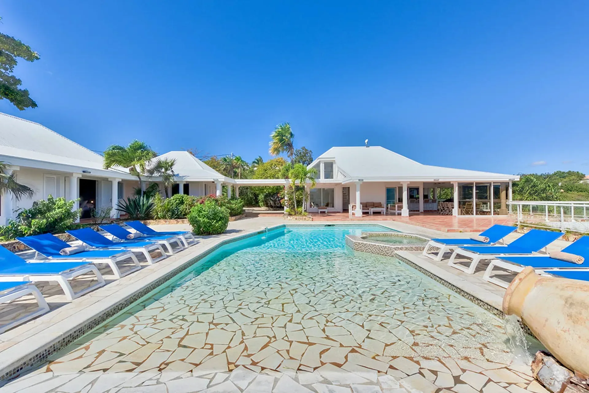 Comfortable loungers with stunning views await.